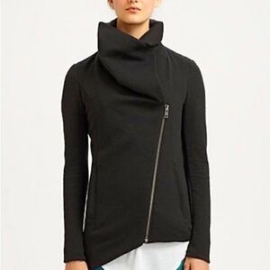 Helmut Lang 100% wool shawl collar asymmetrical zip jacket